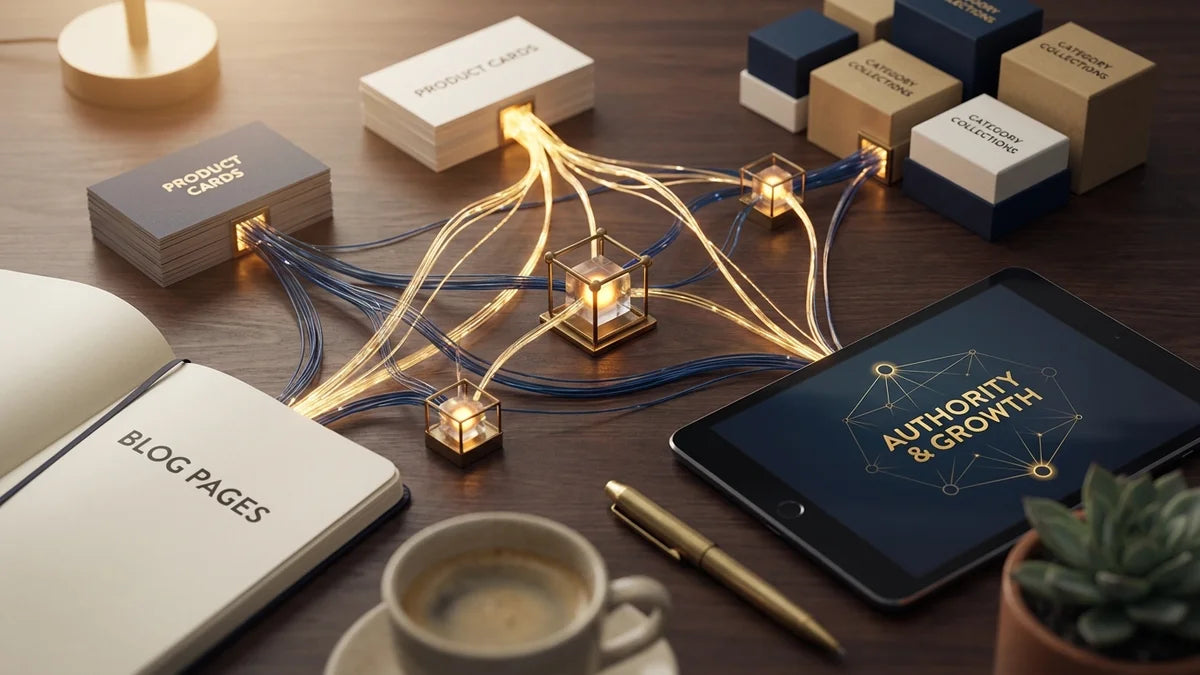 Structure sémantique interconnectée pour améliorer l'autorité de domaine e-commerce sur Shopify