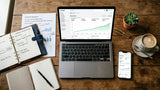 Tableau de bord Shopify blog avec graphique croissance organique et plan SEO 6 mois