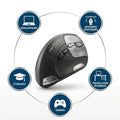 Souris ergonomique Ergo-Flow Pro verticale avec infographie des utilisateurs : développeurs, designers, gamers, étudiants