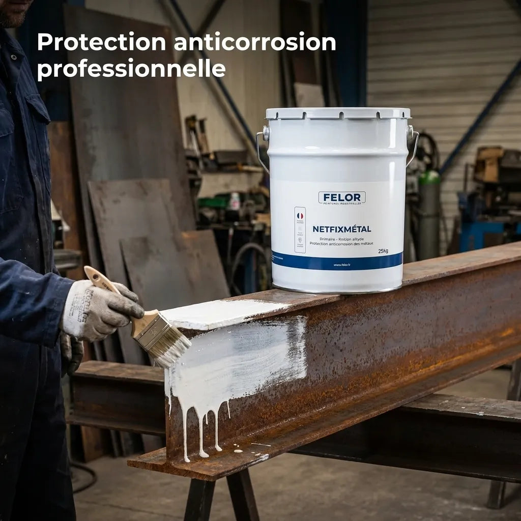 Peinture NETFIXMETAL 2 en 1 application protection anticorrosion métaux industrie