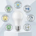 Ampoule LED connectée Vision-Smart E27 avec spécifications WiFi, intensité réglable et économies d'énergie