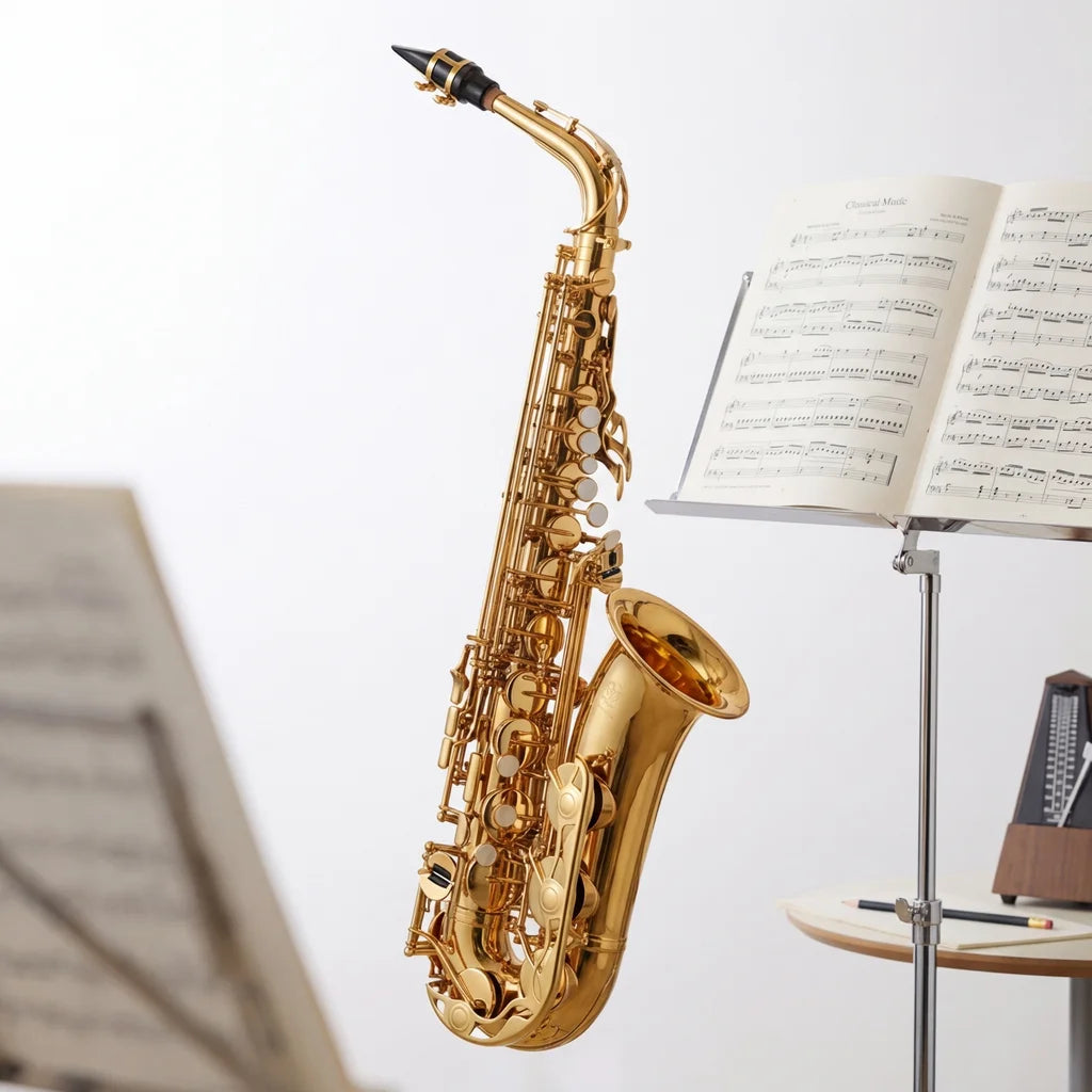 Yamaha YAS-280 saxophone alto d'étude professionnel avec partitions musicales en studio